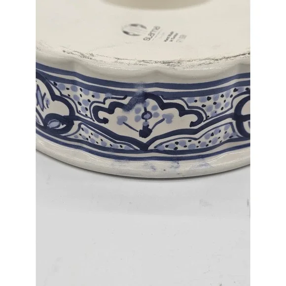 SLAMA  Pottery Since 1965 Blue Multi Color Pan Made In Tunisia - Picture 10 of 10